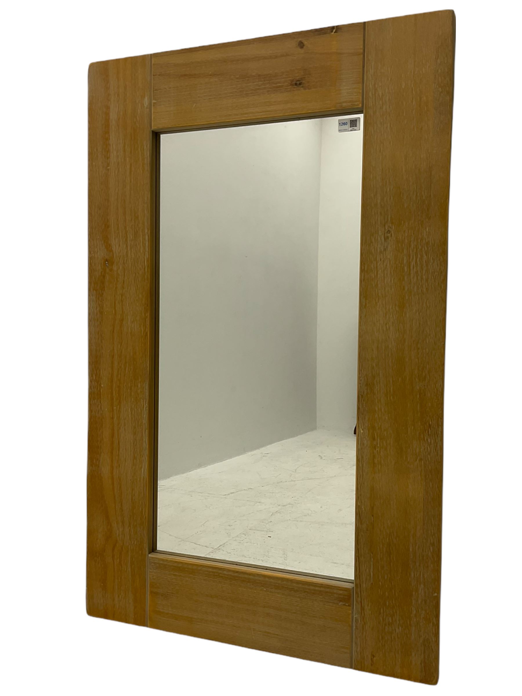 Light wood framed rectangular wall mirror - Image 2 of 4