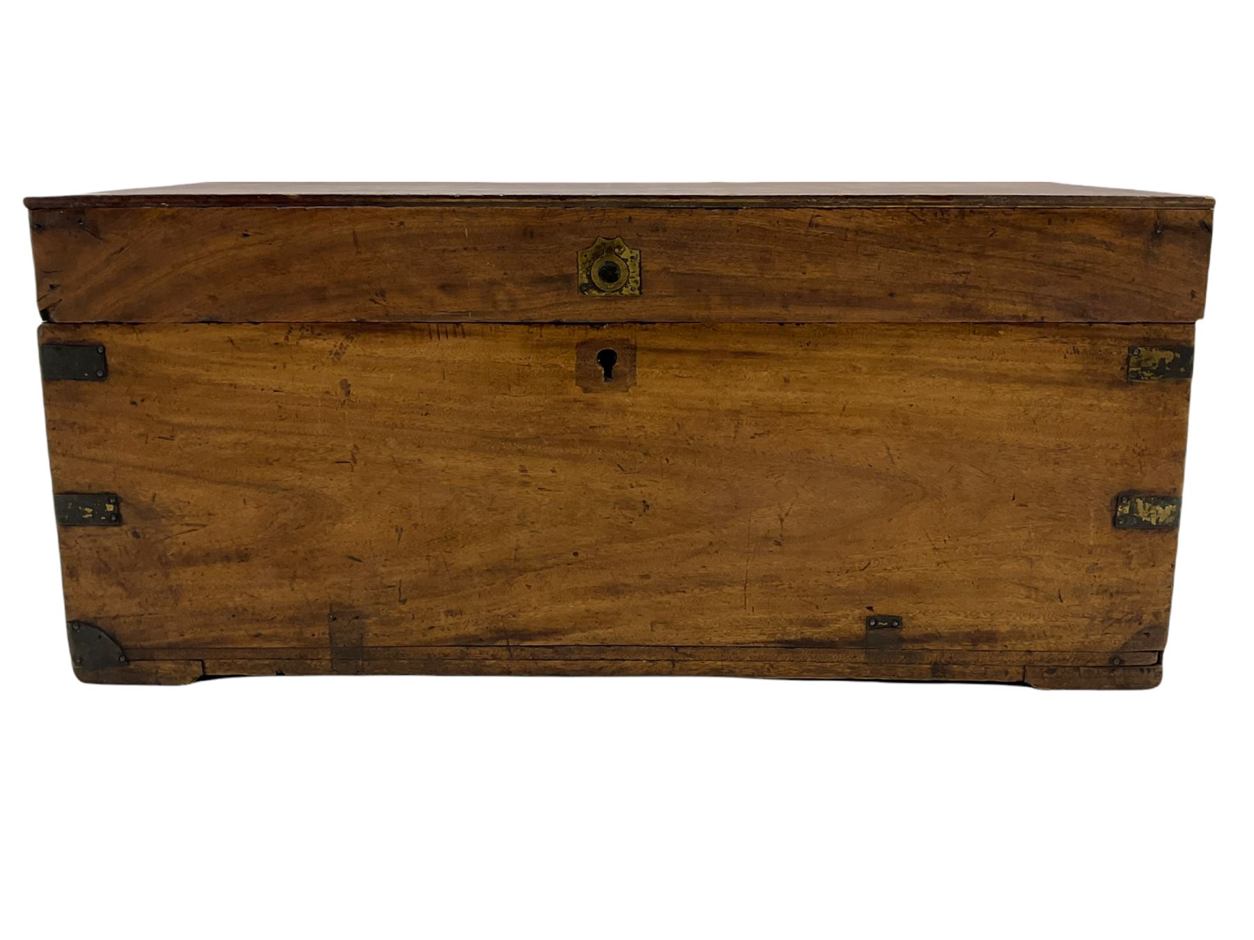 Camphor wood sea chest and a painted covered trunk - Image 4 of 11