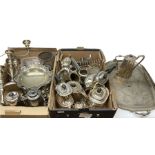 Collection of silver plate and other metalware to include teapots