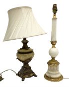 Two table lamps with gilded decoration