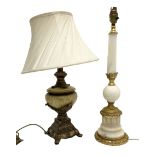 Two table lamps with gilded decoration