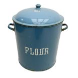 Enamelled storage jar for flour with twin handles