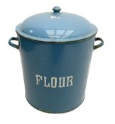 Enamelled storage jar for flour with twin handles