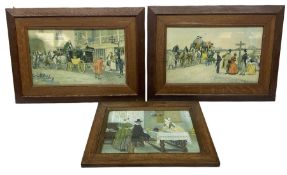 Pair of oak framed Albert Ludovici Stage Coach Prints