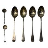 Four silver coffee spoons