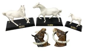 Collection of Beswick figures comprising horses head and horseshoe wall plaques