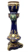 Art Nouveau style majolica jardiniere and stand