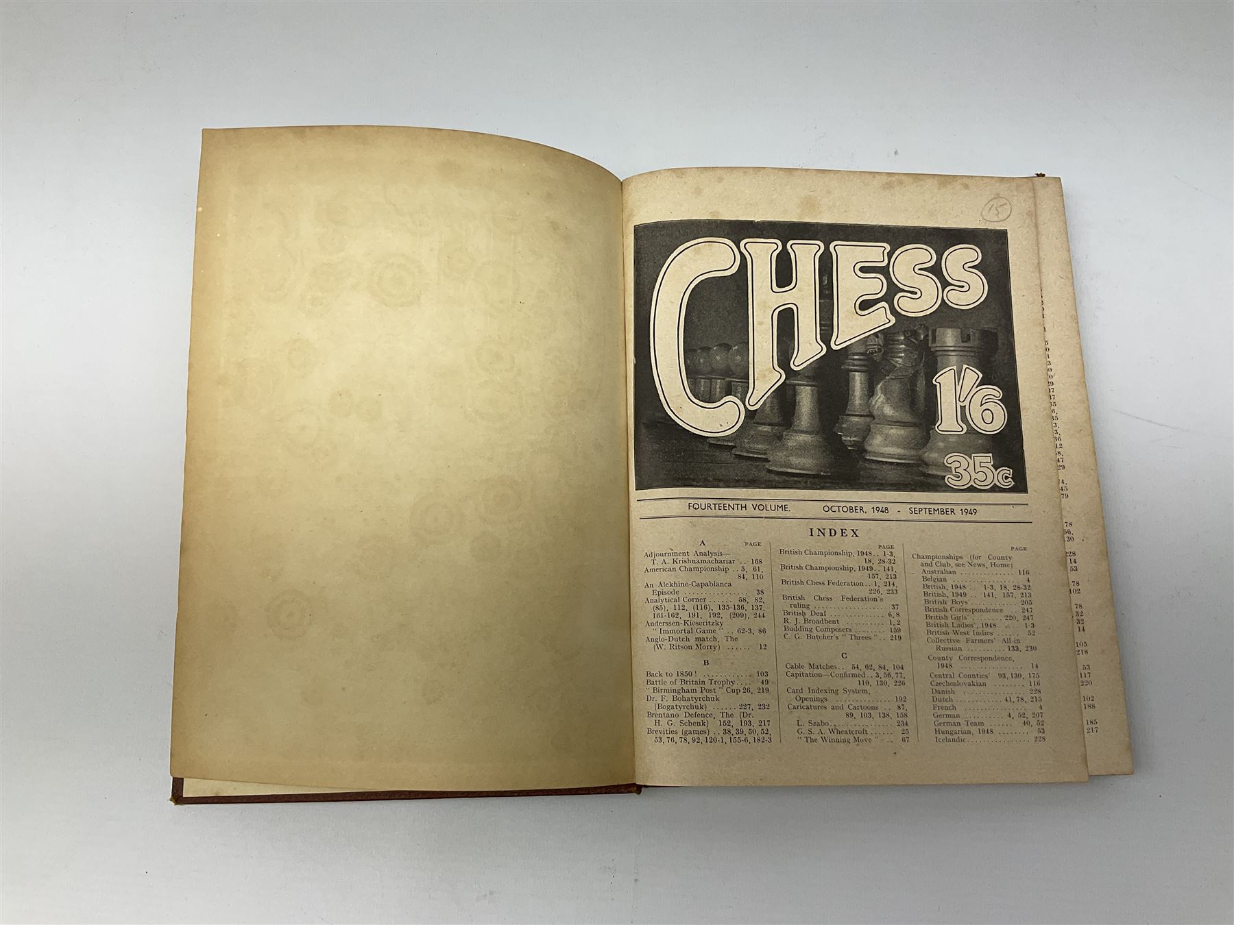 Three bound volumes of 'Chess' magazine 1946-50; fifteen issues of 'The BCCA Magazine' 1949-51; Ches - Image 11 of 11