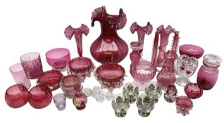 Group of Victorian and later cranberry glass