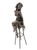 Art Deco style bronze modelled as a bare chested female figure