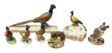 Seven Beswick figures to include Pheasant pin dish