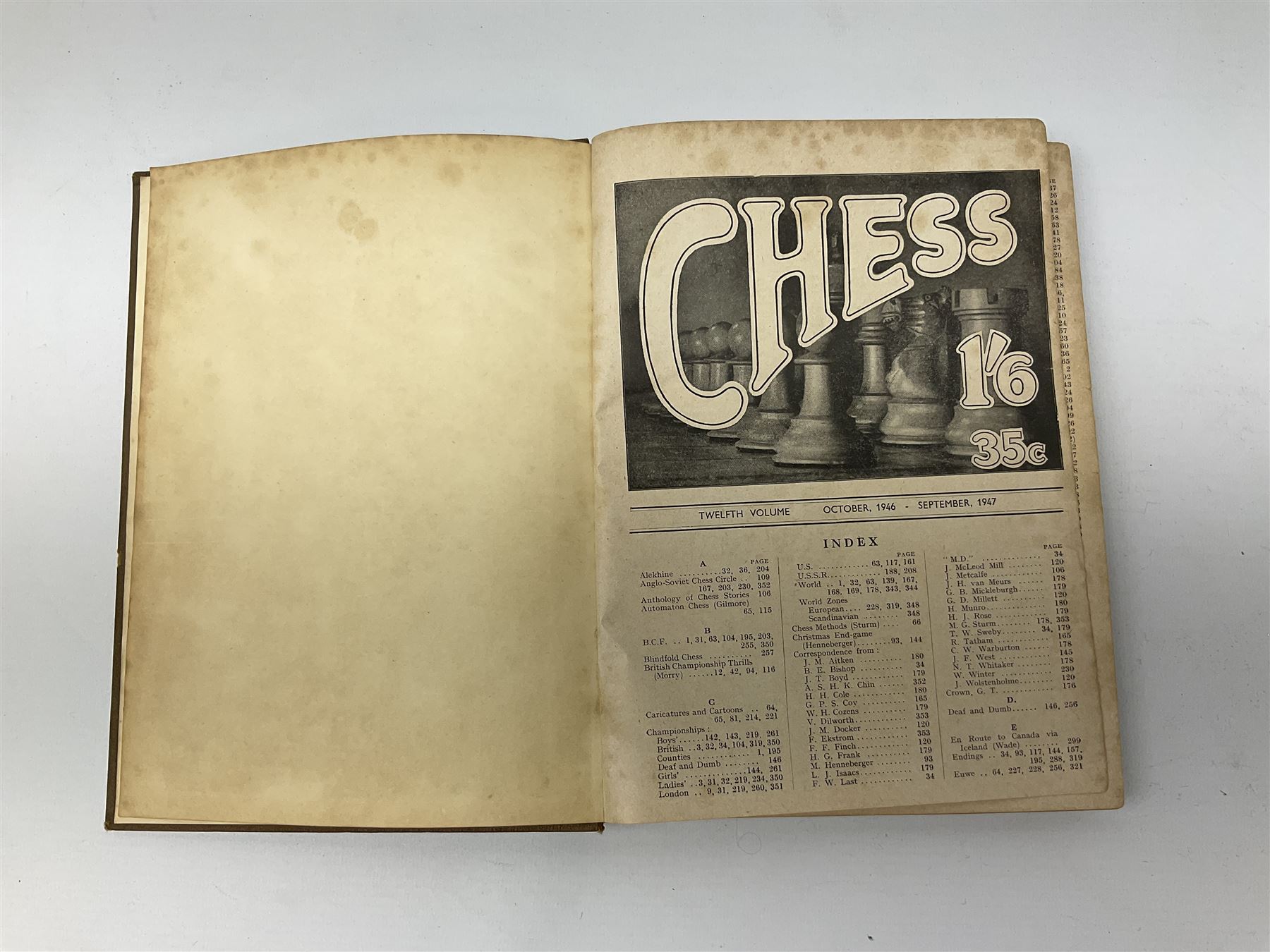 Three bound volumes of 'Chess' magazine 1946-50; fifteen issues of 'The BCCA Magazine' 1949-51; Ches - Image 9 of 11