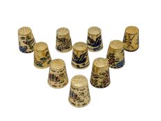 Ten cloisonné thimbles