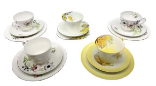 Five Shelley teacup trios