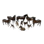 Collection of Beswick bay horses to include recumbent foal no.915 and Quarter Horse