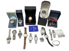 Collection of wristwatches including Accurist World Time chronograph quartz