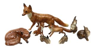 Collection of Beswick figures to include recumbent fox no.1017