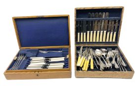 Mappin & Webb oak cased silver plated part canteen of cutlery