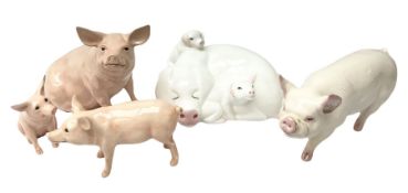 Collection of Beswick pig figures