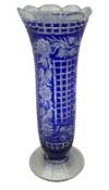 1930s John Walsh crystal blue overlay vase