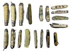 Eighteen pocket knives including examples by Richards of Sheffield