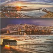 Lee Wilson (British Contemporary): 'Whitby Sunburst' 'Whitby Harbour' & 'Saltburn Sunset'