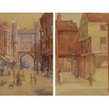 John Wynne Williams (British fl.1900-1920): Old Scarborough - Newborough Bar and Quay Street