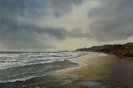 Chris Hammond (British 20th century): 'Sandsend Surf' near Whitby