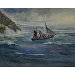 Fred A Simmonds (British 20th century): 'A Rough Sea Whitby'