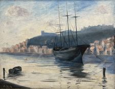 D Clarke (20th century): Whitby Harbour
