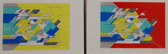 Geoffrey Harrop (British 1947-): 'Linear Form III & V' and 'Sunshine Through the Rain II & III'