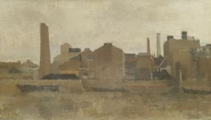 Donald W Dean (Northern British 20th century): 'Near Hammersmith Bridge' - Industrial Landscape