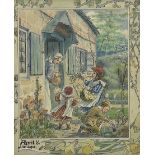 Attrib. Clara Miller Burd (American 1873-1933): 'April' - Design for a book or calendar