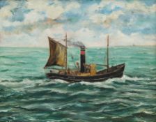 M Corrie (British 20th century): Steam Ship's Portrait