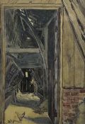 Marjorie Holland (British early 20th century): 'Interior of an Old Barn - Little Norton'