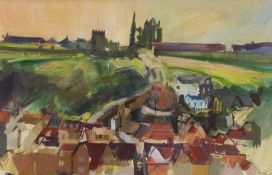 David James Carr (Northern British 1944-2009): Whitby East Cliff and the 199 Steps