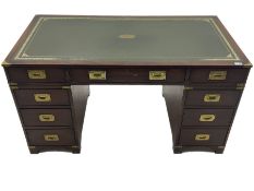 Bevan Funnell Reprodux - Military style mahogany twin pedestal desk