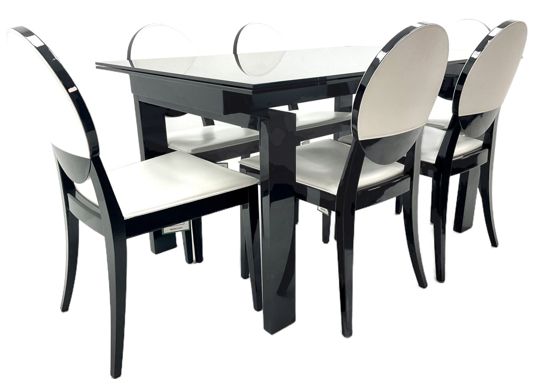 Casabella Dolce Vita black gloss and glass extending dining table - Image 3 of 6