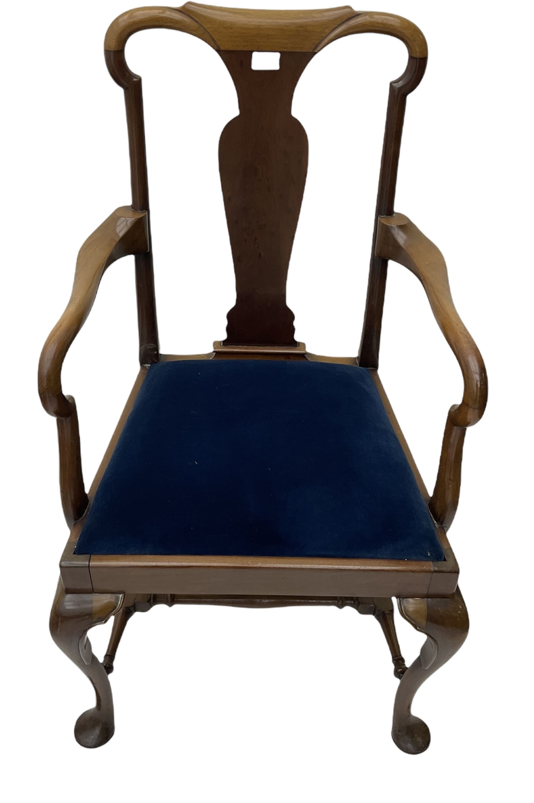 Set five early 20th century mahogany Queen Anne style dining chairs - Image 5 of 8