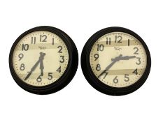 A pair of large 1950�s �Smiths� sectric clocks with synchronous mains driven electric motors