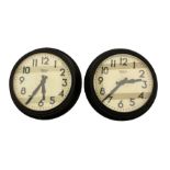 A pair of large 1950�s �Smiths� sectric clocks with synchronous mains driven electric motors