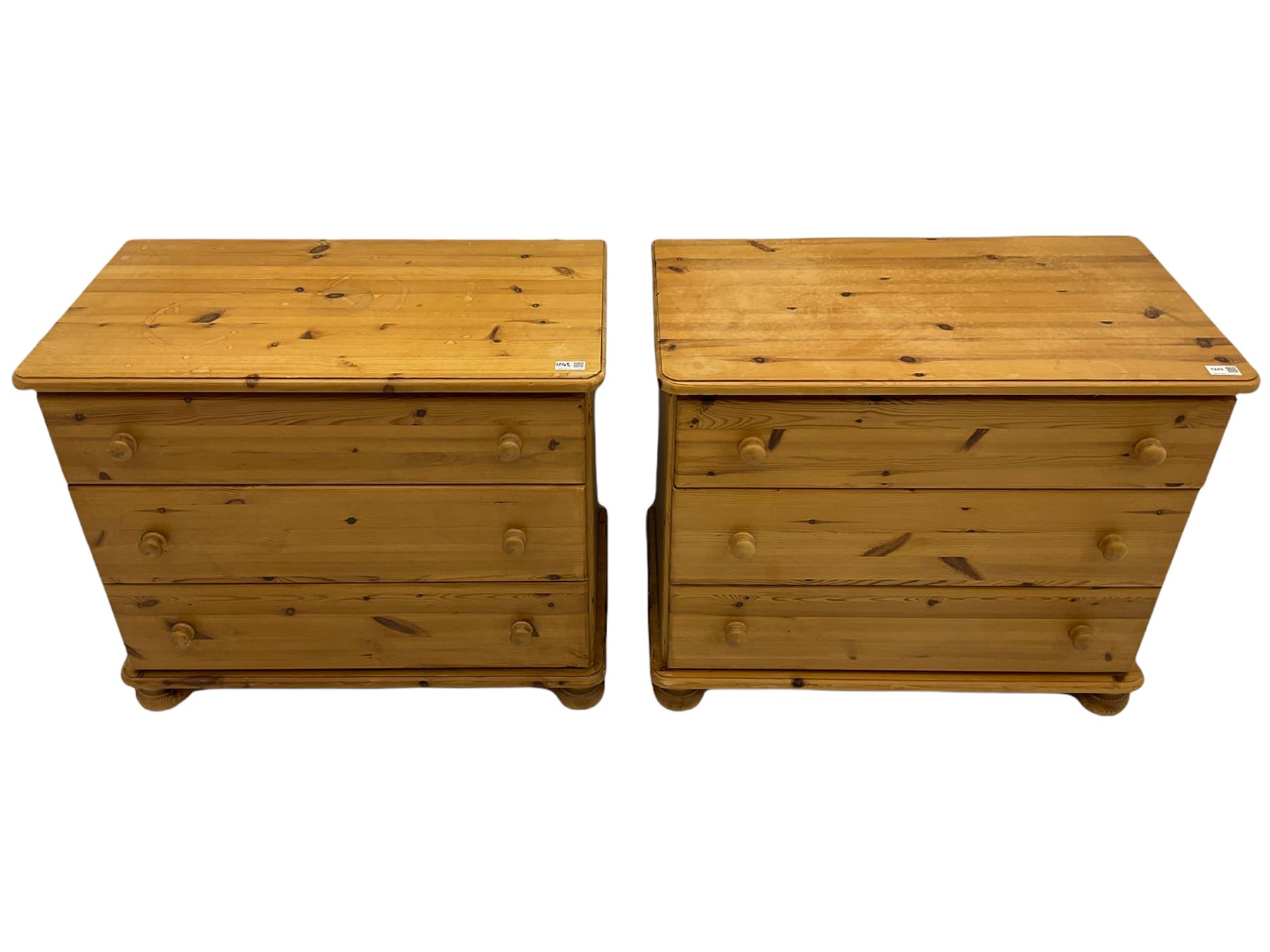 Two pine three drawer chests - Image 2 of 9