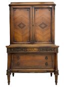 Early 20th century French walnut cabinet on chest