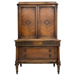 Early 20th century French walnut cabinet on chest