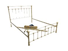 Victorian style cream painted metal 5' Kingsize bedstead
