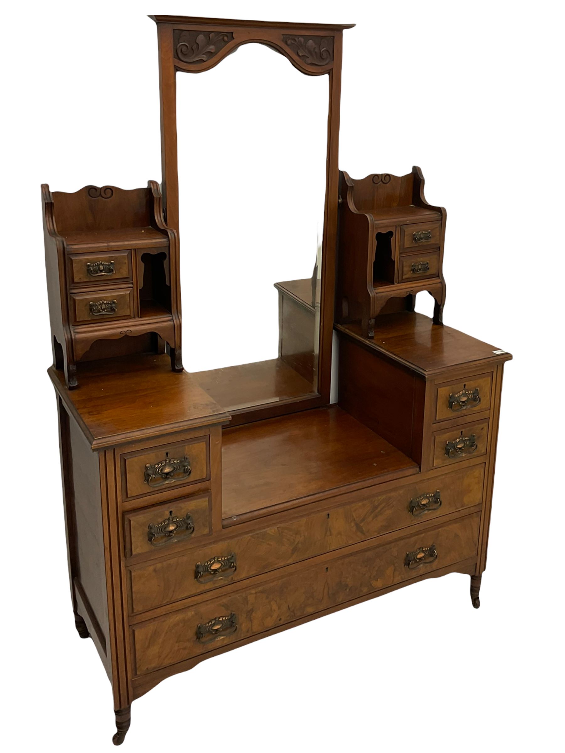 Late 19th century walnut dressing chest