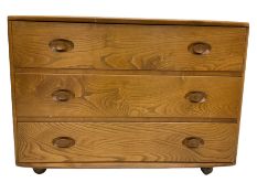 Ercol light elm three drawer chest