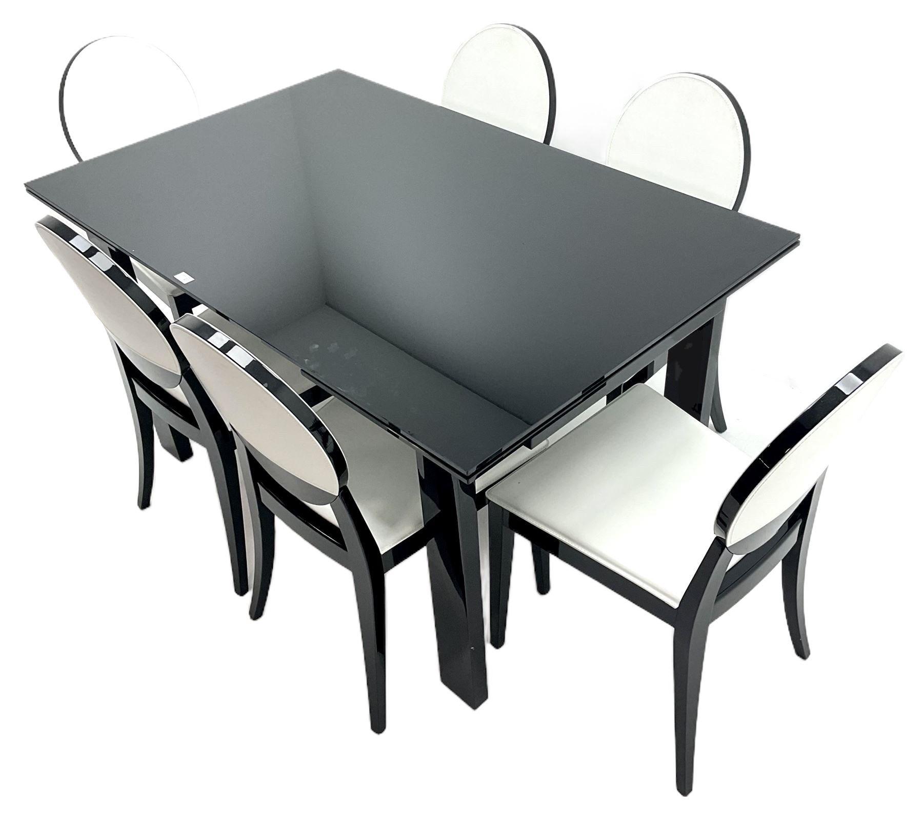 Casabella Dolce Vita black gloss and glass extending dining table - Image 4 of 6