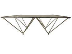 Square chrome and glass top coffee table