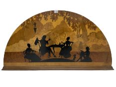 Early to mid 20th century walnut marquetry panel